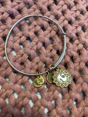 Alex and Ani Gold-Tone Lotus Mandala Charm Bangle - Gold